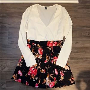 Long sleeve mini floral dress
